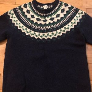 LL Bean Ragg wool Fair Isle sweater